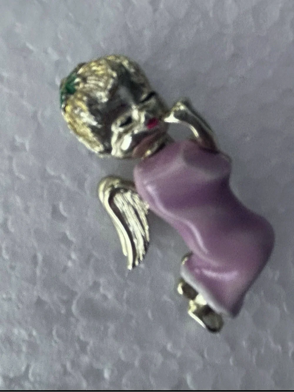 Vintage Beatrix Pink Enamel Angel Brooch Pin Unsigned Mid Century Cherub